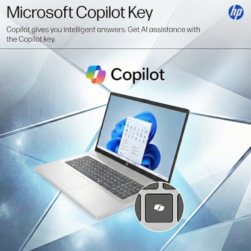 Image of HP 2026 New Generation 17.3 inch FHD Business and Student Laptop, 13th Intel Core i7-1355U(10 cores, up to 5.0 GHz), 16GB RAM, 256GB SSD, Copilot Key, Wi-Fi 6, HDMI, USB-C, Windows 11, WOWPC USB, no Mouse