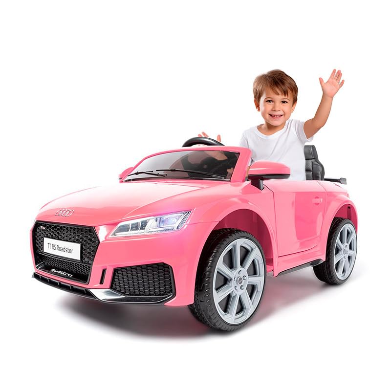 ATAA Audi TT RS 12v Premium - Rose- Voiture électrique pour Enfant 1 Place avec Batterie 12v, siège en Similicuir, Roues en Gomme et télécommande pour...
