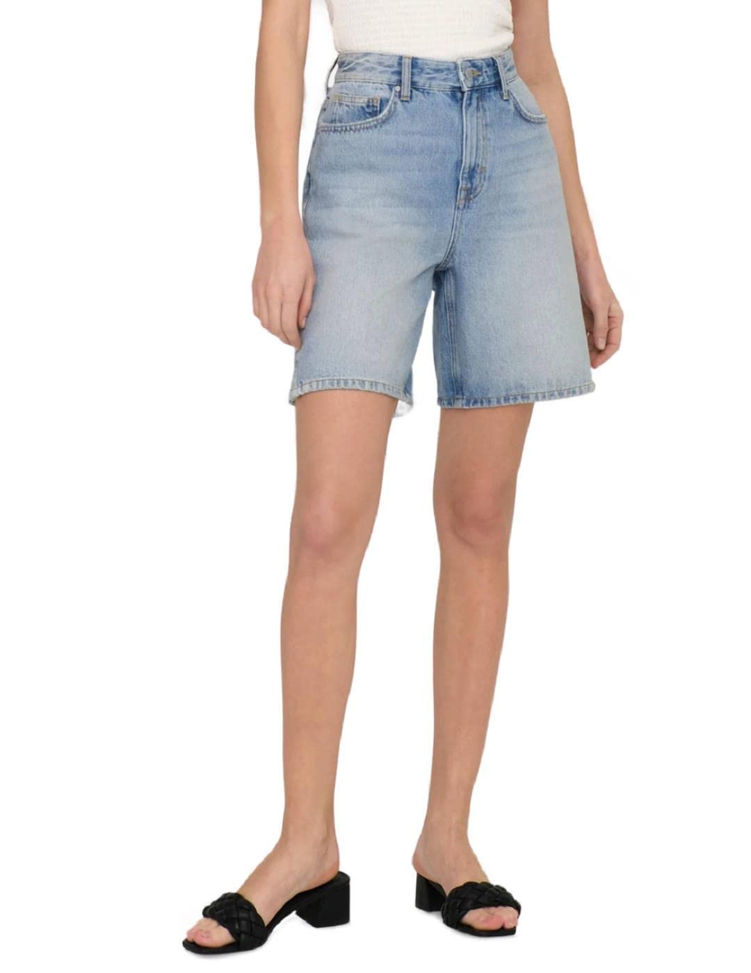 ONLY Onlbillie Ex HW Stra LB Dnm-Pantalones Cortos Jean para Mujer
