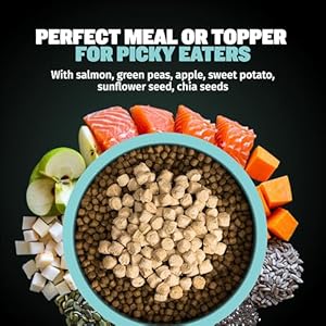 Bully Max Freeze-Dried Uncooked Canine Meals Toppers for Puppies & Grownup Canines – Salmon with Actual Fruits & Veggies – Meal Enhancers with Nutritional vitamins & Minerals – Feed as Pet Deal with or Canine Meal – 3 Pack