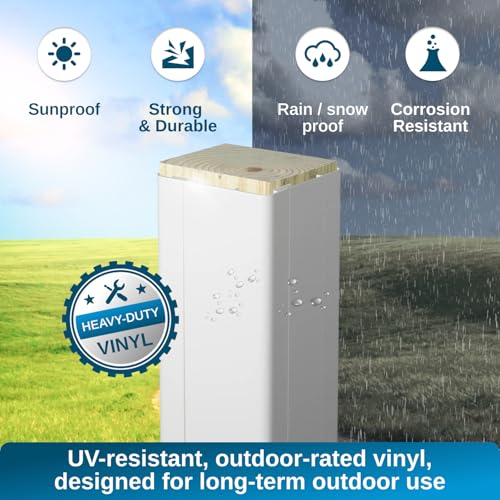 Image of Weatherables 4x4 Vinyl Post Wrap - Weatherproof Premium Outdoor Vinyl Porch Post Wrap for Quickly Refreshing Existing Deck, Patio, and Porch Posts (4 inchx4 inchx96 inch, Khaki)