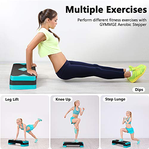 GYMMAGE Adjustable Workout Aerobic Stepper, Aerobic Exercise Step Platform with 2 Risers, Exercise Step Deck for Fitness, 26.5\" Trainer Stepper with Non-Slip Surface Home Gym & Extra Risers Options - Thumbnail 7