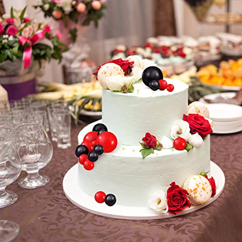 66 Pieces Mini Balloon Cake Topper Cake Decorations Balls Faux Pearl Balls Cake Picks Diy Cake Insert Topper Baking Decoration For Anniversary Graduation Birthday Party Baby Shower (Red, Black) #TOP4