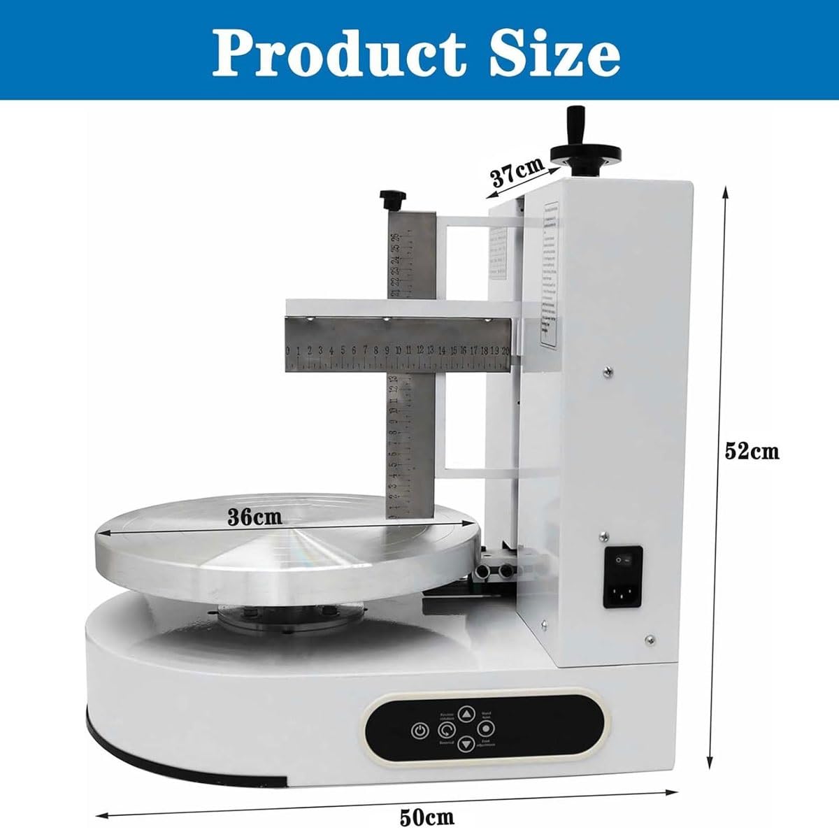 Máquina automática de revestimiento de pasteles, raspador eléctrico giratorio de borde con plato giratorio de 35 cm, ideal para alisar y pulir glaseado en pasteles