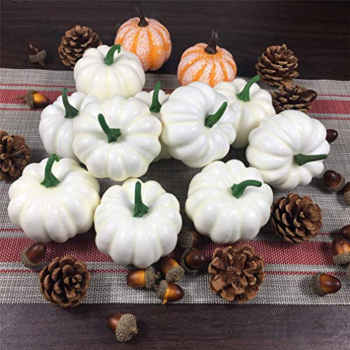 Image of Ulalaza 16pc Artificial Pumpkins Home Decor Set - 30 Maple Leaves & 10 Acorns & 2 Pinecones