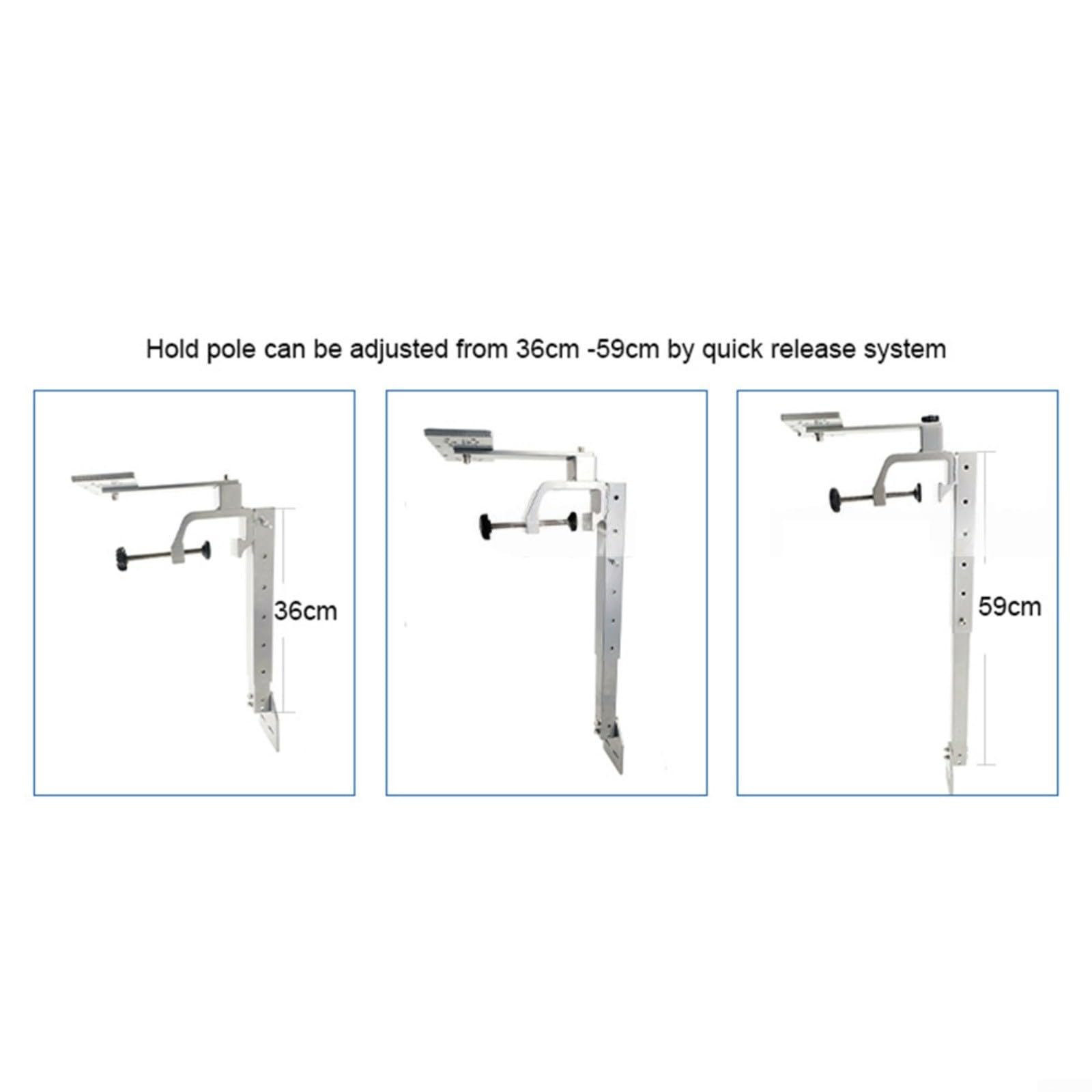 Soporte de aluminio para buscador de peces, barra de soporte ajustable, soporte de grado marino con placa inferior de múltiples agujeros para instalación de barco