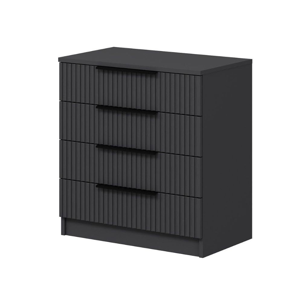 Cassettiera 4 cassetti Kale Antracite Effetto cannettato 72x42x77H