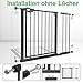 NAIZY Türschutzgitter für Kinder, Treppenschutzgitter N Stop Safety Gate mit Ohne Bohren und Metall Gitter 75-85 cm breit - Schwarz