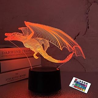 Dragon Decoration, Dragon 3D Night Light for Kids - 16 RGB Colors Changing with Remote Dim Function Pefect Birthday Holiday Gifts for Men Women Boys Girls
