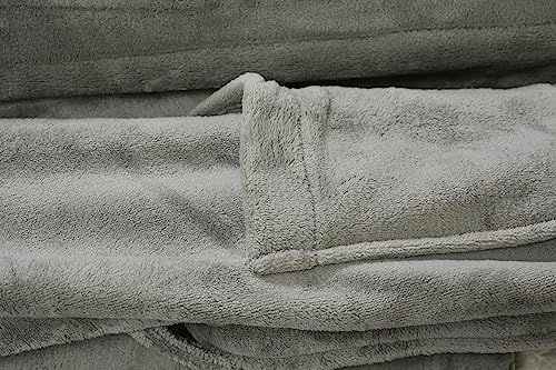 Image of Cotton Bolls Textiles Microfiber Fleece Bath Robe for Men | Shawl Collar with Long Sleeves| Lint Free | Anti-Bacterial | Super Soft Fabric (L, Grey)