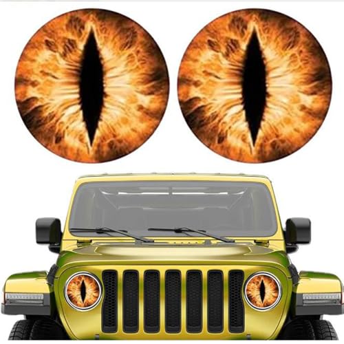 Image of Beast Eyes Headlight Decals Pair, Eyes Decal for Jeep Headlights, Round Headlight Decal,3D Stereo Eyes Headlight Decal Stickers, Funny Decals for Truck Car Body Window Bumper Decoration (#04)