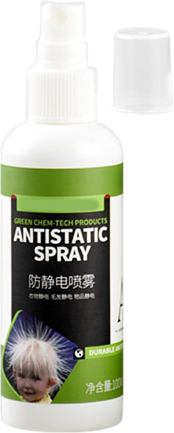 Anti-Static Spray, 100ml PE+Liquid Static Remover for Clothes, Fabric Freshener, Odor Eliminator, Travel Size, Wardrobe, Laundry, Home Fabric Care