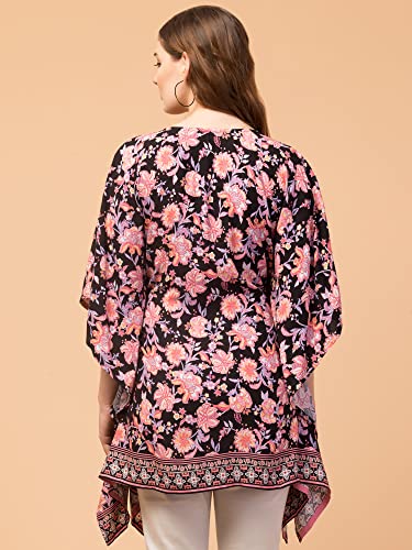 Image of Hive91 Floral Elegance: Rayon Kaftan with Fringes