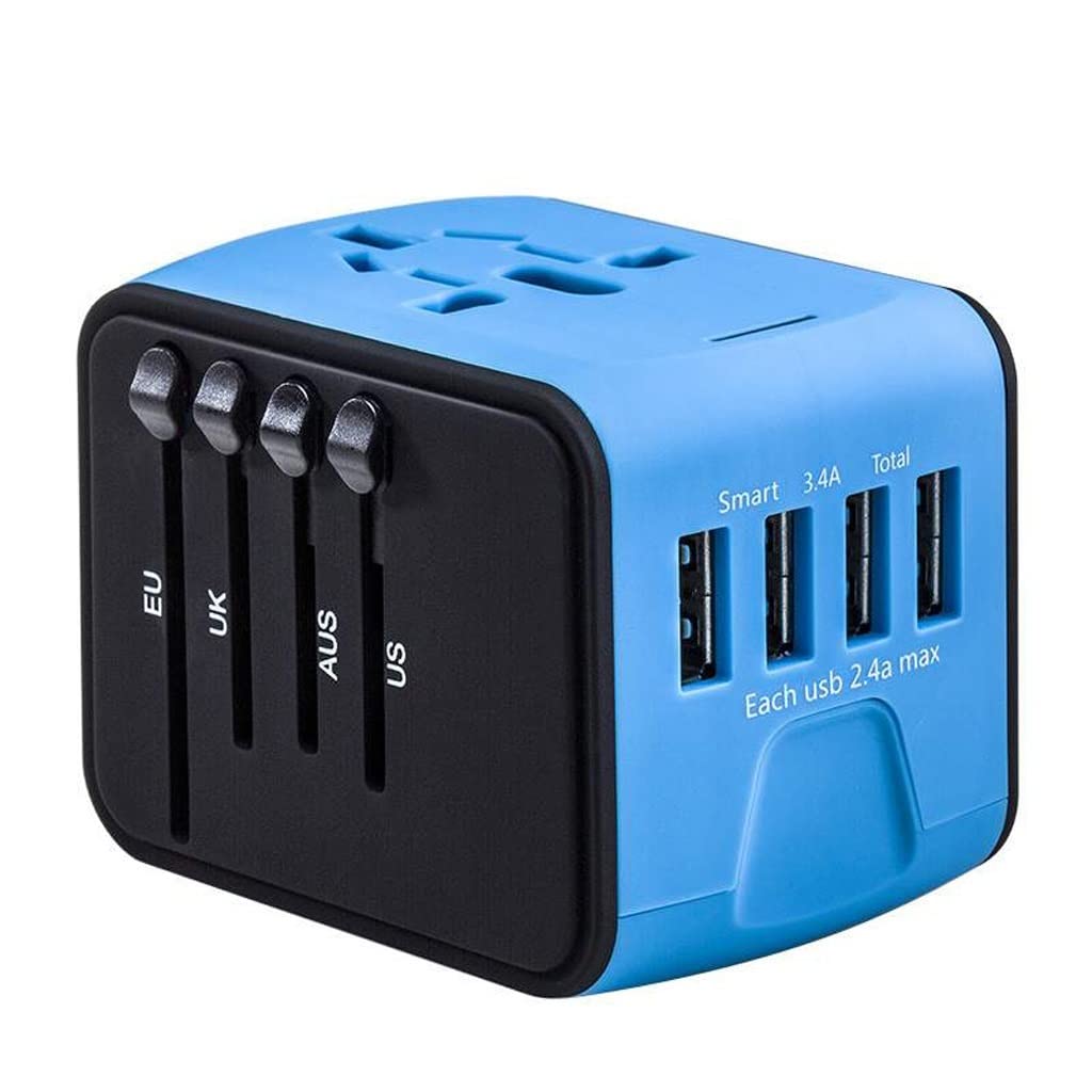Adaptateur de Prise de Courant 4 Ports USB Adaptateur de Chargeur Mural Adaptateur de convertisseur de Prise Multifonction International Portable de Voyage