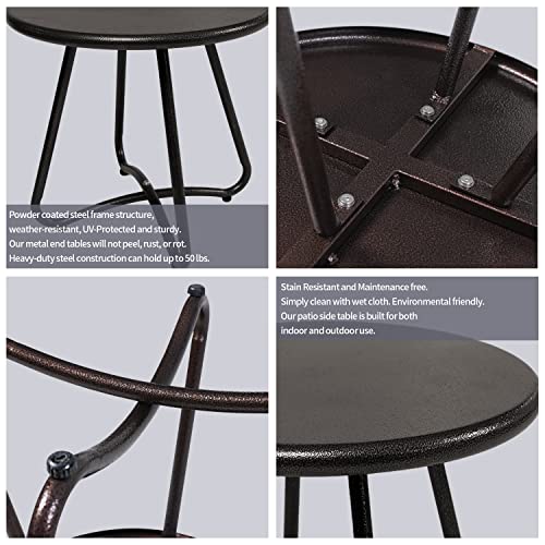 Yiyan Outdoor Side Tables,Resistant Steel Patio Side Table,Small Round End Table For Patio Balcony Porch Garden (Brown) #TOP3