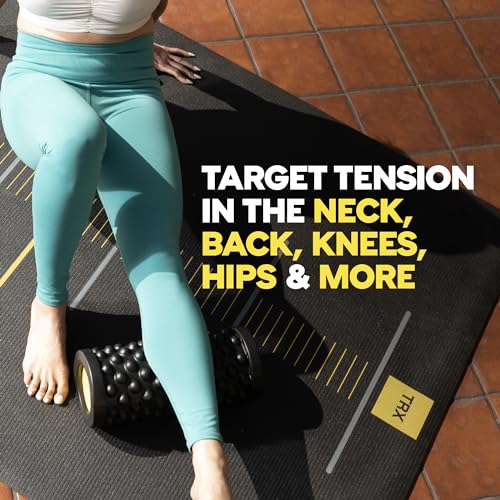 TRX Training Rev Myofascial Release Roller, Travel Massage Roller for Muscles, 14-Inch Round Foam Roller for Stretching and Post-Workout Recovery