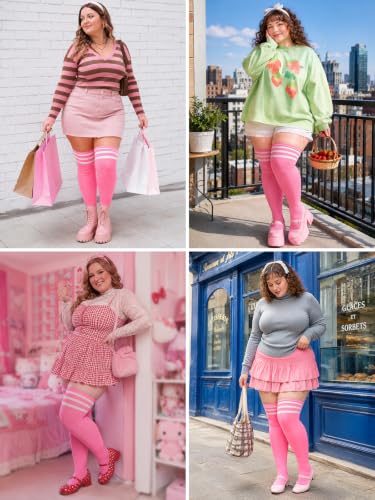 Image of LOUSGUTA Plus Size Thigh High Socks for Thick Thighs- Extra Long Womens Cable Knitted Over Knee High Leg Warmer