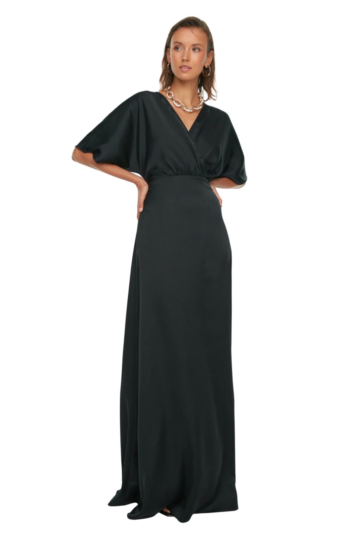 Trendyol FeMan Maxi A-line Regular fit Woven Evening Dress Black
