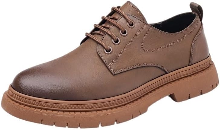 Men's Dress Oxford Shoes Versatile Rubber Shoes Low-top Lace-up Flat Bottom Comfortable Breathable Non-Slip wear-Resistant Work Shoes for Men