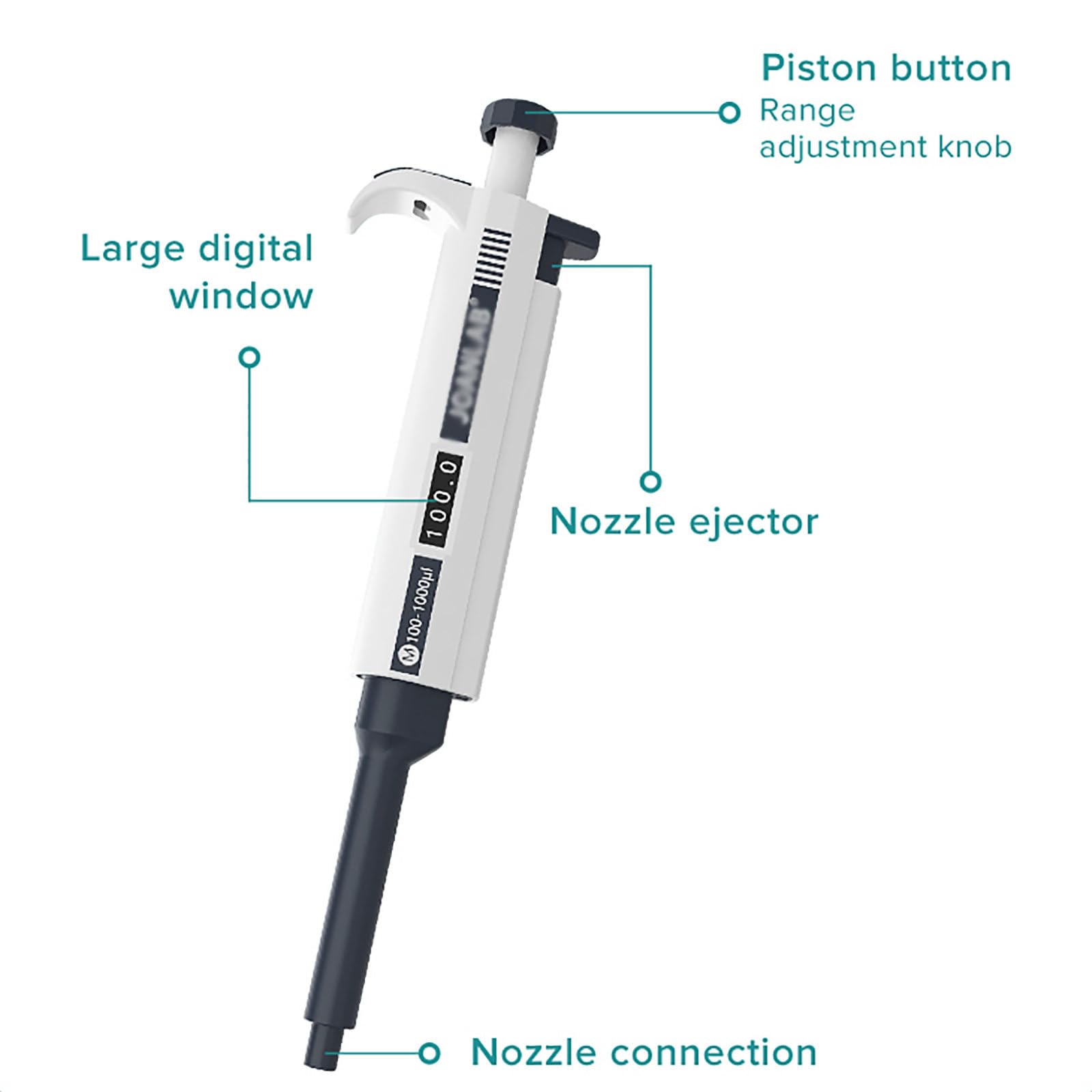 Micropipeta Digital (0,1 μl-10 ML), pipeta Manual de un Solo Canal, Alta precisión/sin residuos, para Laboratorios, Medicina, biología, con Puntas de pipeta,2-20ul