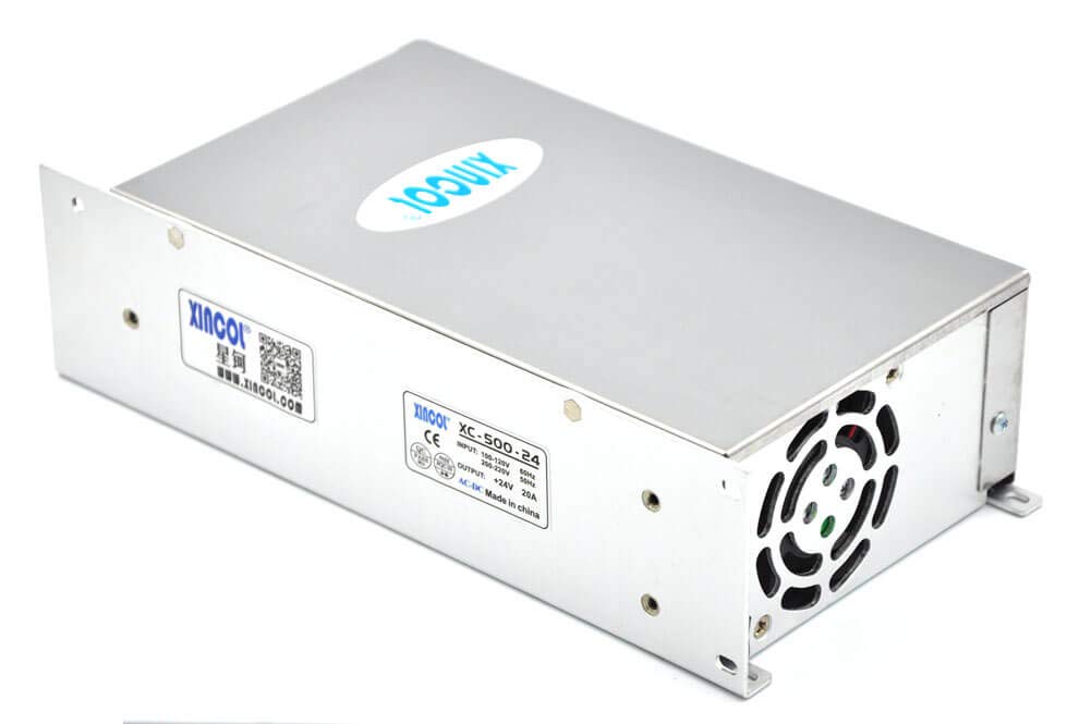 XINCOL AC na DC konwerter AC110 V/220 V na DC 24 V 20 A 500 W zasilacz transformator regulowany do taśmy LED, CCTV, kamery, projektu komputerowego itp.