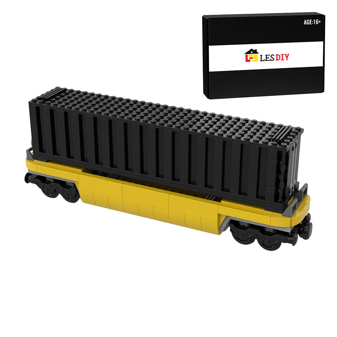 ClearEdge City Freight Train Set MOC-159041 TTX 40-inch Container Trucks Building Set, Carriage with Container MOC Collectible Train Display Set (493PCS/Black)