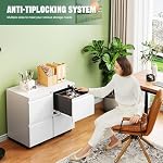 Letaya 2 Drawer Mobile File Cabinet with Lock,Under Desk Metal Filing Cabinets for Home Office Organizer Letters/Legal/A4(Fully Assembled-White) - Image 4