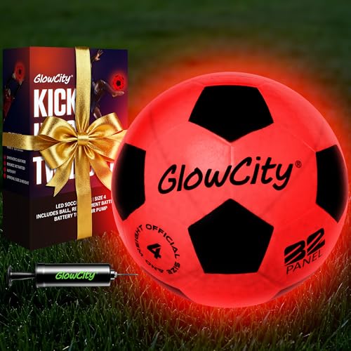 Product Image of the GlowCity Light Up Soccer Ball, Glow in The Dark Ball, Size 4 LED Glow Soccer...