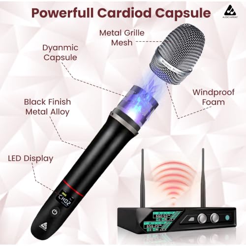 Image of Audio Array UHF Wireless Microphone System | Anti-Feedback Technology | 100-150M Range | 6-8H Battery Life | 630-690MHz | 126dB SPL | for Stage & Karaoke | AM-W36 Pro