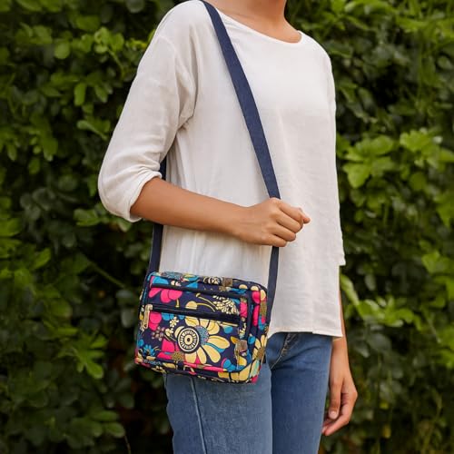 Image of MOMISY Women Mobile Messenger cellphone Bag Ladies Nylon Shoulder Cross Body Long Strap for College, Outing, Travelling, Work