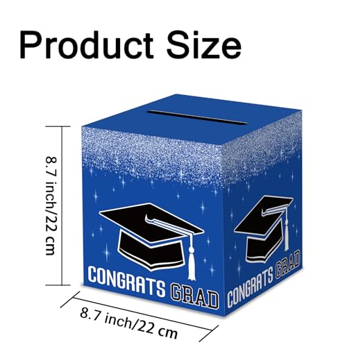 Image of Graduation Congrats Card Box, 2026 Graduation Party Decorations, Graduation Party Decorations Graduation Money Card Boxes Holder Graduation Gift Party Favors Decor Party Supplies (Blue)