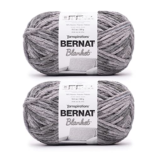 Bernat Blanket Ashen Titanium Yarn - 2 Pack of 300g/10.5oz