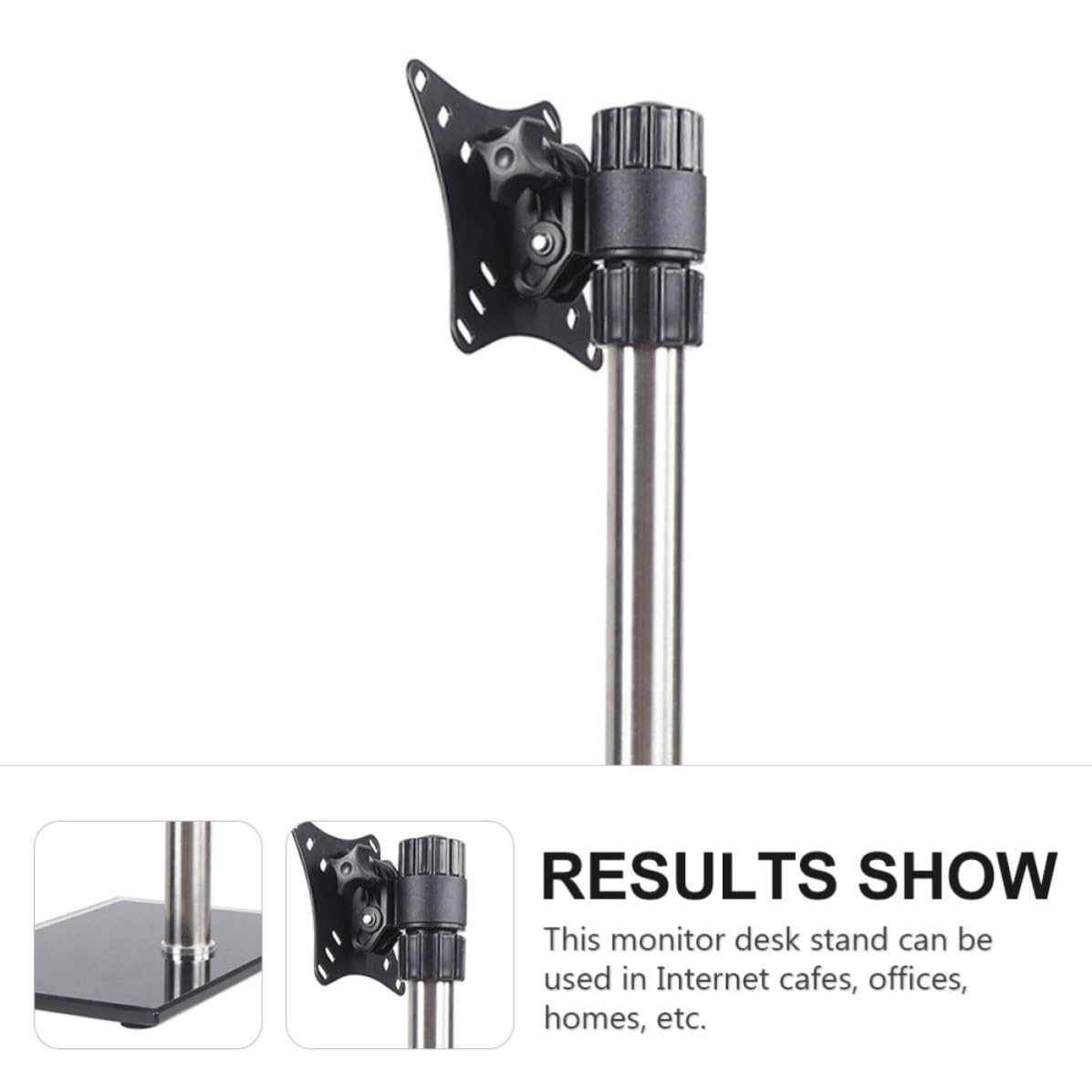 SHINEOFI Supporto per Monitor da Tavolo Inclinazione e Rotazione a 360° Regolabile in Altezza in Ferro Argento capacità di 16kg per Casa e Ufficio
