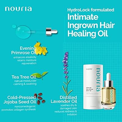 IntiMD Nouria Intimate Pre-Shave Elixir Oil, HydroLock moisturizer conditioner nourishing formula helps with Ingrown Hair, Itch, Razor Bump, Razor Burns for Bikini Area, Legs, Underarm