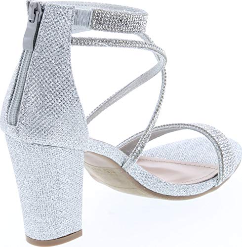 Top Moda Dressy/Formal Sandals High Heel Ankle Strap Open Toe Sandals,Silver,8 #TOP5