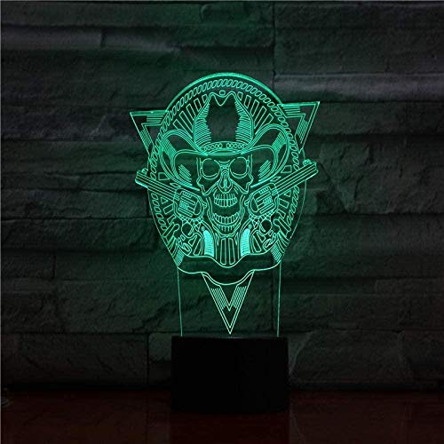 Preisvergleich Produktbild Nachtlicht Wunderschön exquisites buntes 3D-Nachtlicht bunt geführt exquisite neuartige Mode Schädelform 7 Farben Acrylschädel Halloween Stimmung glühen USB-Kabel Kind