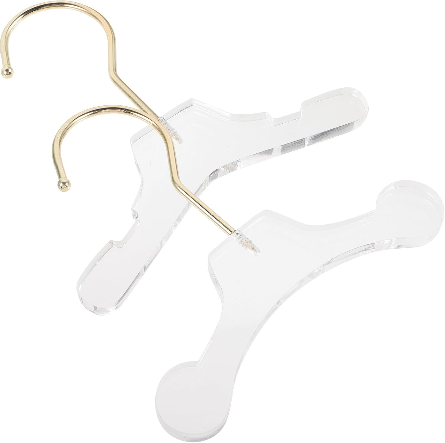 2pcs Acrylic Small Clothes Hanger for Dogs and Puppies, Sturdy Pet Clothes Hanger with Gold Round Hook, Handy for Organizing Pet Clothing and Drying