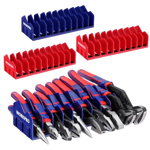WORKPRO 4-Pack Plier Organizer Rack Pliers Holder and Cutter Organizers with Non-Slip Rubber Base 40-Slot Tool Box Organizer Tool Drawer Organizer Tool Storage Plier Rack (Pliers Not Included)
