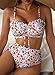 Herseas Women's Floral Print Bikini Sets Drawstring Front Ruched Top Sweetheart Neck Swimsuit Ruffle Trim Adjustable Straps 2 Piece Bathing Suit Fashionable Swim Outfits Bright Multicolor Floral Small
