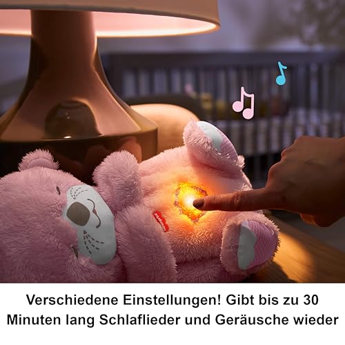 Fisher-Price Baby-Spielzeug Schlummer-Otter, tragbare Pinke Plüsch-Spieluhr mit Atembewegungen und Lichtern für Neugeborene ab einem Alter von 0 Monaten, JLJ33 4