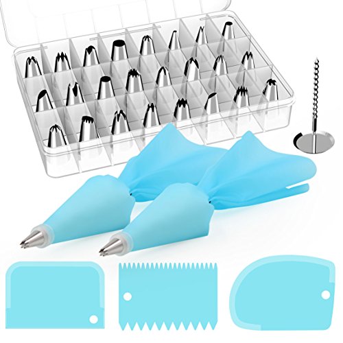 InnoGear 32 Pcs Poche à Douille en Acier Inoxydable DIY Kits Réutilisable pour Décoration de Gâteaux Crème