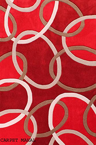 Image of Carpet Mahal Export Quality Handmade Tuffted Pure Woollen Carpet for Living Room Bedroom Size 6 x 9 feet (180X270 Cm) Color-Multi
