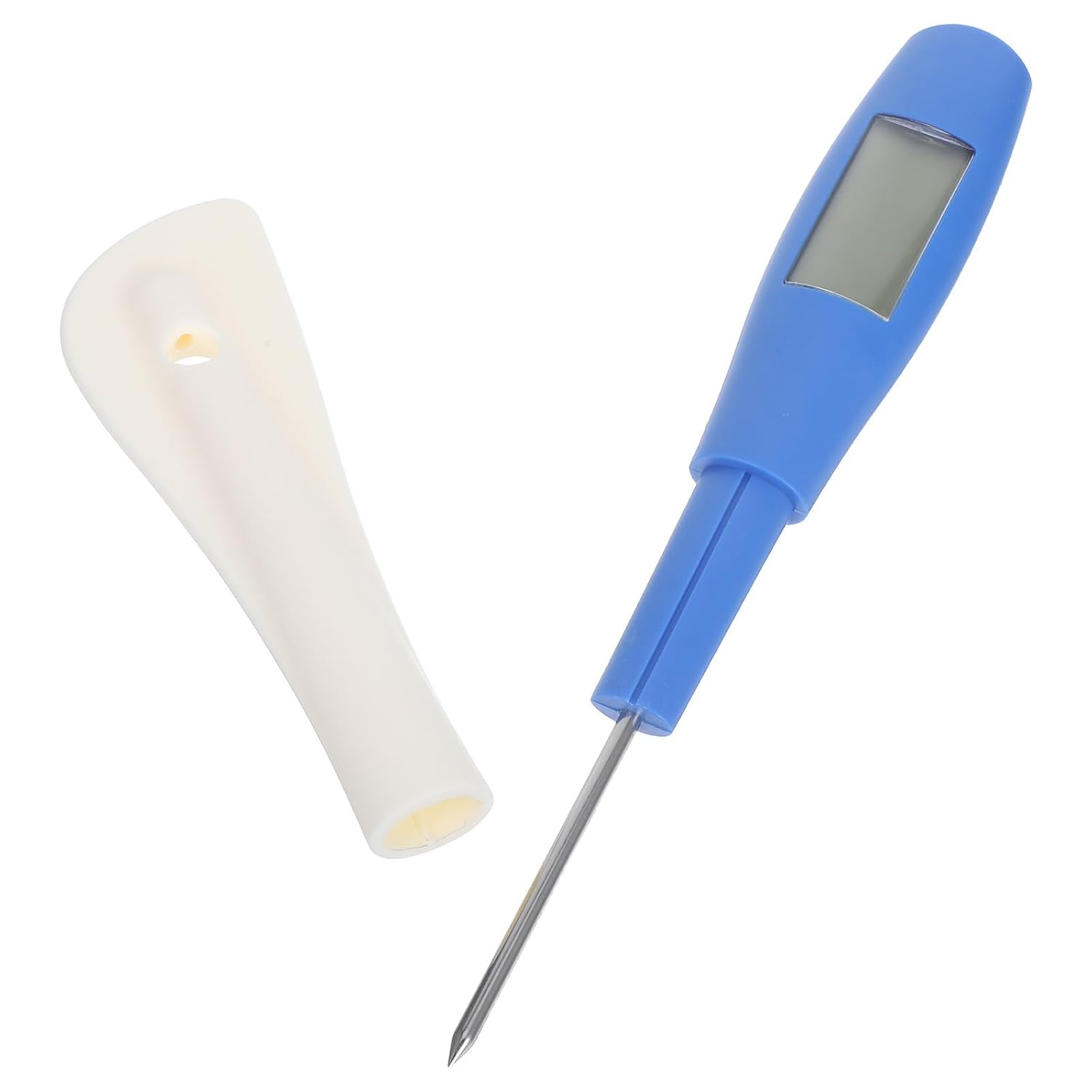 Digital Silicone Spatula Thermometer with Instant Meat Probe Heat Resistant Kitchen Temperature for Candy Chocolate Baking Grilling Deep Frying Blue Battery Not Included