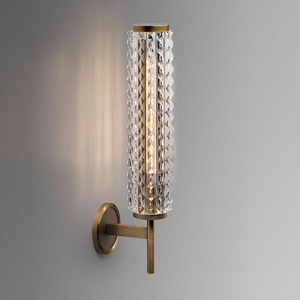 HCZKIUJY Brass Vintage Wall Light Fixtures 18.8 INCH Long Sconce Antique Gold Lamp with Glass Shade Fixture Linear Bathroom Vanity (Default)