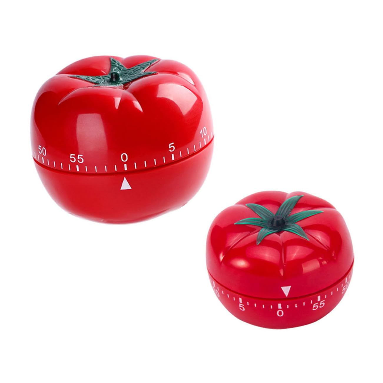 2 pezzi Timer da Cucina Meccanico Forma di Pomodoro Grande e Piccolo Timer Silenzioso con Funzione di Countdown fino a Minuti per Cottura Esercizi e Lavori Domestici