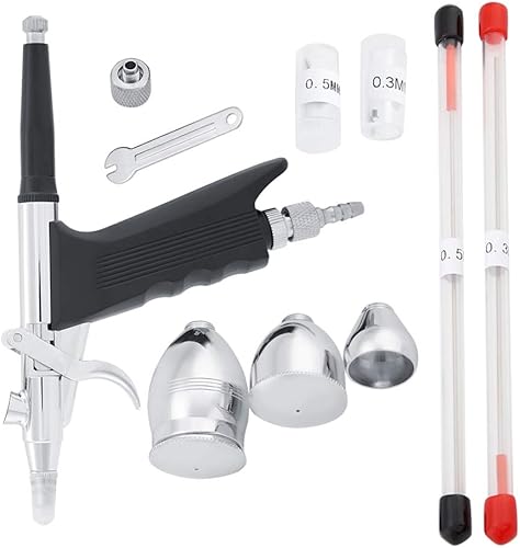 Yosoo Pistola de aerógrafo pulverizador de pintura de 0.008 in/0.012 in/0.020 in Kit de compresor de aerógrafo de doble acción, kit de pistola de