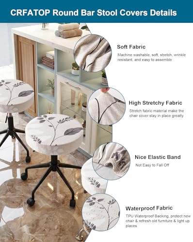 Image of CRFATOP 4 Pack Waterproof Bar Stool Covers Round Seat Slipcover,L,01