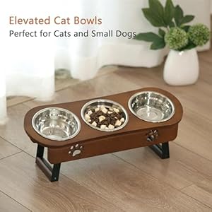 Raised Cat Food Bowl 2 Height Elevated Cat Bowls for Cats Small Dogs Puppy Tilted Elevated Dog Bowls 3 Bowl Cat Feeder Dog Pet Bowl Stand  Cucciolini Doodles Raised cat food bowl 2 height elevated cat bowls for cats small dogs puppy tilted elevated dog bowls 3 bowl cat feeder dog pet bowl stand   cucciolini doodles