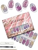 ruyeefam Glitter Nail Polish Strips, 32 Pcs Salon Quality Gel Nail Stickers, Long Lasting Wraps Easy to Use & Remove (Multicolor Carnival)