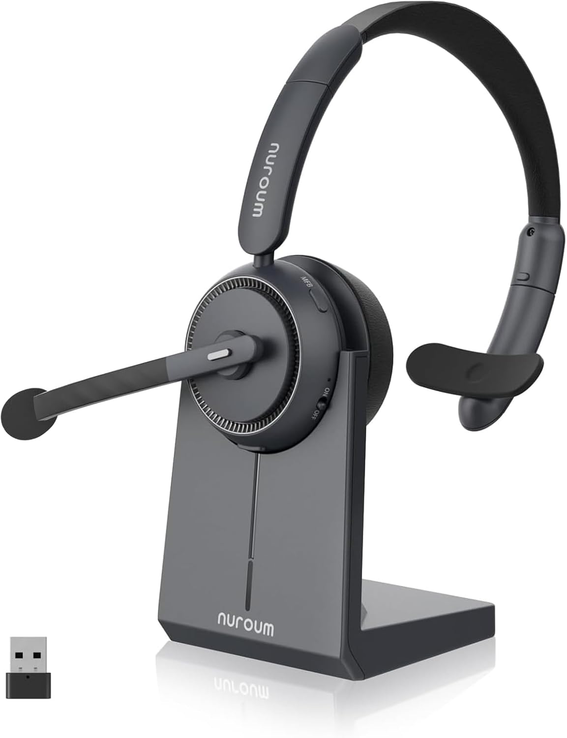 NUROUM HP31S(2nd Gen) Single Ear Wireless Headset with Mic, Bluetooth Headset with Noise Cancelling Microphones, Charging Stand, One Ear, Multi-Point/Mute, 45H Playback for Trucker/Call Center/Office NUROUM HP31S(2nd Gen) Single Ear Wireless Headset with Mic, Bluetooth Headset with Noise Cancelling Microphones, Charging Stand, One Ear, Multi-Point/Mute, 45H Playback for Trucker/Call Center/Office